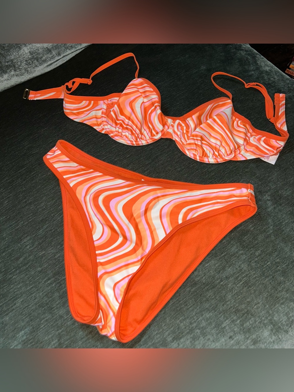 Women’s Orange Swirl Bikini Set - Stylish Two-Piece Swimwear